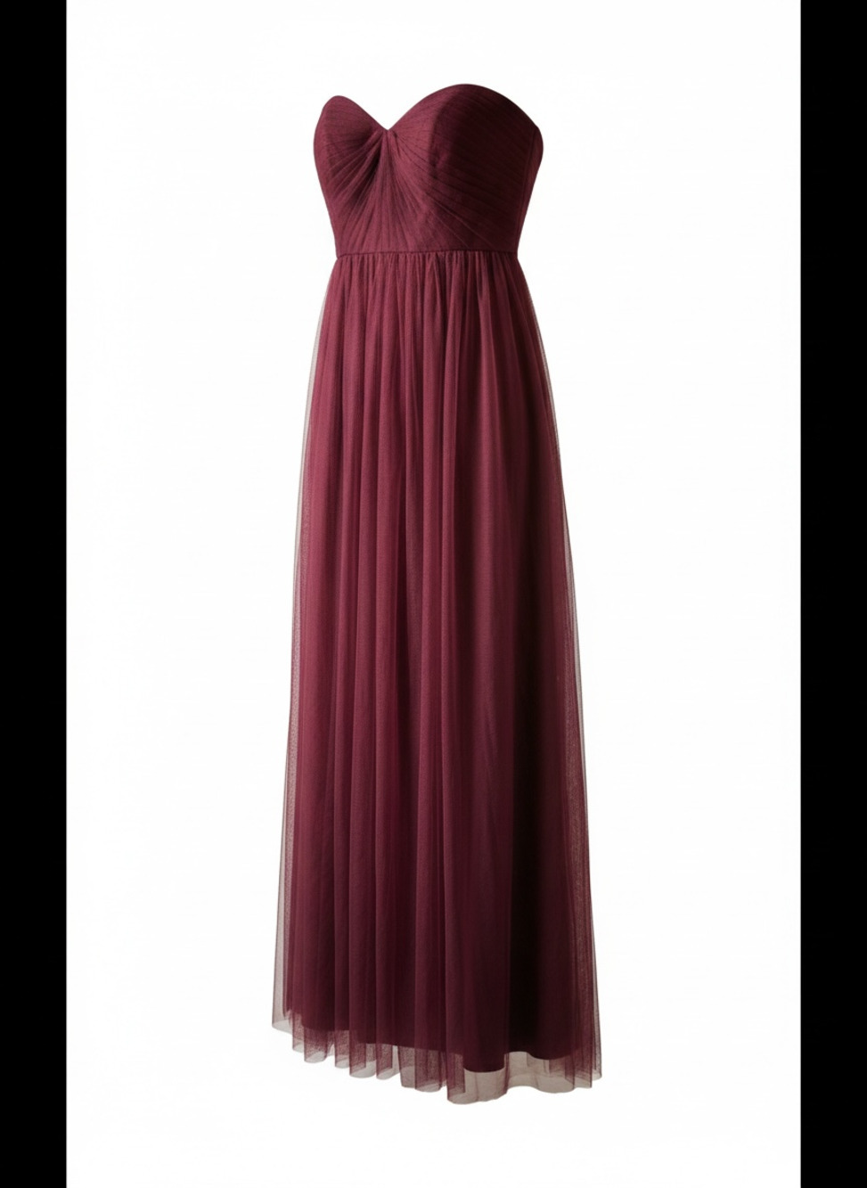 Jenny Yoo Collection Annabelle Tulle Strapless Sweetheart Gown Size 0 Wine